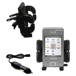 Gomadic Pharos PGS Phone 600 Auto Vent Holder with Car Charger - Uses TipExchange
