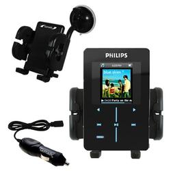 Gomadic Philips GoGear HDD1830/17 Auto Windshield Holder with Car Charger - Uses TipExchange