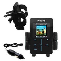 Gomadic Philips GoGear HDD1835/37 Auto Vent Holder with Car Charger - Uses TipExchange