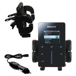 Gomadic Philips GoGear HDD6320 Auto Vent Holder with Car Charger - Uses TipExchange
