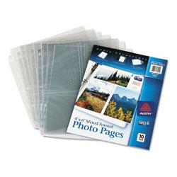 Avery-Dennison Photo Pages For Six 4 x 6 Mixed Format Photos, 3-Hole Punched