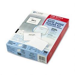 C-Line Products, Inc. Pin Style Laser/Ink Jet Badge Holder Kit, 3 1/2x2 1/4, Folded Side Load, 100/Box