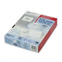 C-Line Products, Inc. Pin Style Laser/Ink Jet Badge Holder Kit, 3 x2, Folded Side Loading, 100/Box