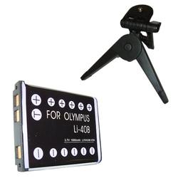 HQRP Premium Battery for Olympus Camedia FE-340, FE-350, FE-5500, IR-300, SP-700 Digital Camera + Tripod
