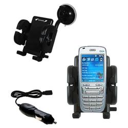 Gomadic Qtek 8010 Auto Windshield Holder with Car Charger - Uses TipExchange