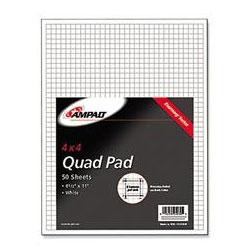 Ampad/Divi Of American Pd & Ppr Quadrille Pad with 4 Squares/Inch, 8 1/2 x 11, White 15#, 50 Sheets/Pad