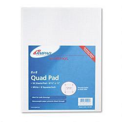 Ampad/Divi Of American Pd & Ppr Quadrille Pad with 8 Squares/Inch, 8 1/2 x 11, White 20#, 50 Sheets/Pad