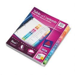Avery-Dennison Ready Index® Contemporary Multicolor Table of Contents Dividers, 1 15, 6 Sets/Pack