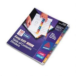Avery-Dennison Ready Index® Laser/Ink Jet Easy Edit Table of Contents Dividers, 1 10, 6 Sets/Pack