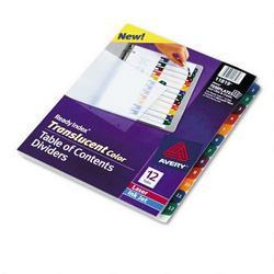 Avery-Dennison Ready Index® Translucent Multicolor Table of Contents Dividers, 12 Tabs