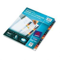 Avery-Dennison Ready Index® Translucent Multicolor Table of Contents Dividers, 15 Tabs