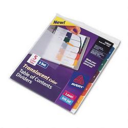 Avery-Dennison Ready Index® Translucent Multicolor Table of Contents Dividers, 5 Tab