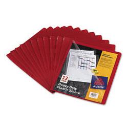 Avery-Dennison Red Heavy Duty Thumb-Notched Poly Plastic Sleeves, Letter Size