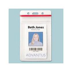 Advantus Corporation Resealable Badge Holder, 2 5/8 x 3 3/4, Horizontal, Prepunched, 50 per Box