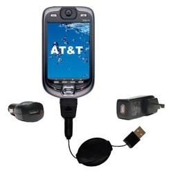 Gomadic Retractable USB Hot Sync Compact Kit with Car & Wall Charger for the AT&T SX66 PPC - Brand w