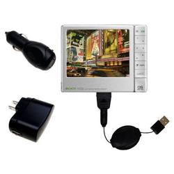 Gomadic Retractable USB Hot Sync Compact Kit with Car & Wall Charger for the Archos 405 - Brand w/ T