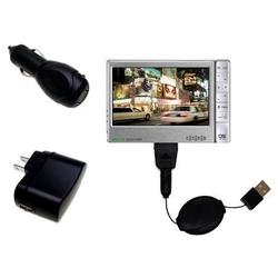 Gomadic Retractable USB Hot Sync Compact Kit with Car & Wall Charger for the Archos 605 WiFi - Brand