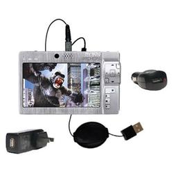 Gomadic Retractable USB Hot Sync Compact Kit with Car & Wall Charger for the Archos AV500 - Brand w/