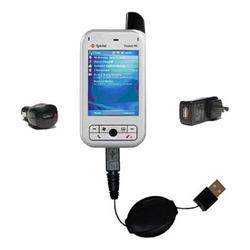 Gomadic Retractable USB Hot Sync Compact Kit with Car & Wall Charger for the Audiovox PPC 6700 - Bra