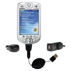 Gomadic Retractable USB Hot Sync Compact Kit with Car & Wall Charger for the Audiovox PPC XV6600 - B