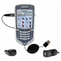 Gomadic Retractable USB Hot Sync Compact Kit with Car & Wall Charger for the Blackberry 7100i - Bran