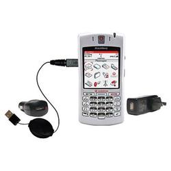 Gomadic Retractable USB Hot Sync Compact Kit with Car & Wall Charger for the Blackberry 7100v - Bran