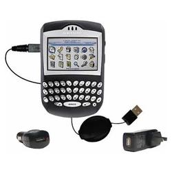 Gomadic Retractable USB Hot Sync Compact Kit with Car & Wall Charger for the Blackberry 7290 - Brand