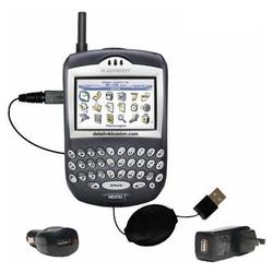 Gomadic Retractable USB Hot Sync Compact Kit with Car & Wall Charger for the Blackberry 7520 - Brand