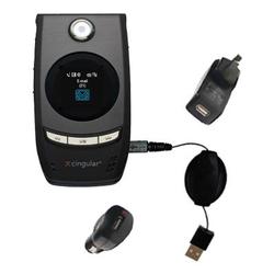 Gomadic Retractable USB Hot Sync Compact Kit with Car & Wall Charger for the Cingular 3125 - Brand w