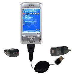 Gomadic Retractable USB Hot Sync Compact Kit with Car & Wall Charger for the Cingular 8100 - Brand w