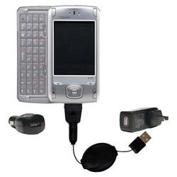 Gomadic Retractable USB Hot Sync Compact Kit with Car & Wall Charger for the Cingular 8125 - Brand w