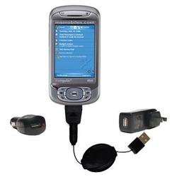 Gomadic Retractable USB Hot Sync Compact Kit with Car & Wall Charger for the Cingular 8525 - Brand w