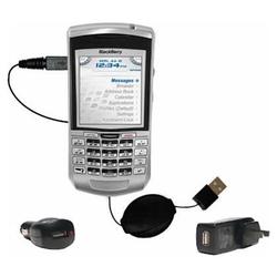 Gomadic Retractable USB Hot Sync Compact Kit with Car & Wall Charger for the Cingular Blackberry 7100g - Gom