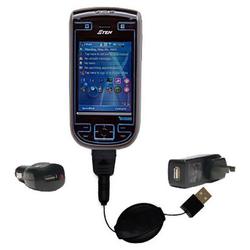 Gomadic Retractable USB Hot Sync Compact Kit with Car & Wall Charger for the ETEN G500 - Brand w/ Ti