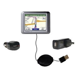 Gomadic Retractable USB Hot Sync Compact Kit with Car & Wall Charger for the Garmin Nuvi 260 - Brand