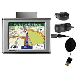 Gomadic Retractable USB Hot Sync Compact Kit with Car & Wall Charger for the Garmin Nuvi 350 - Brand