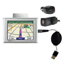 Gomadic Retractable USB Hot Sync Compact Kit with Car & Wall Charger for the Garmin Nuvi 600 - Brand