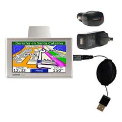 Gomadic Retractable USB Hot Sync Compact Kit with Car & Wall Charger for the Garmin Nuvi 610 - Brand