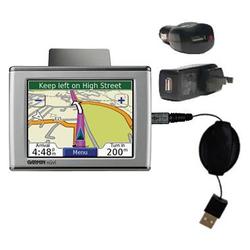 Gomadic Retractable USB Hot Sync Compact Kit with Car & Wall Charger for the Garmin Nuvi 650 - Brand