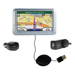 Gomadic Retractable USB Hot Sync Compact Kit with Car & Wall Charger for the Garmin Nuvi 710 - Brand