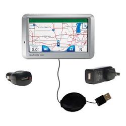 Gomadic Retractable USB Hot Sync Compact Kit with Car & Wall Charger for the Garmin Nuvi 750 - Brand