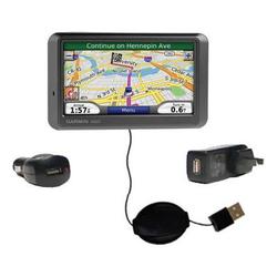 Gomadic Retractable USB Hot Sync Compact Kit with Car & Wall Charger for the Garmin Nuvi 760 - Brand