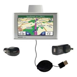 Gomadic Retractable USB Hot Sync Compact Kit with Car & Wall Charger for the Garmin Nuvi 780 - Brand