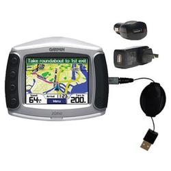 Gomadic Retractable USB Hot Sync Compact Kit with Car & Wall Charger for the Garmin Zumo 400 - Brand