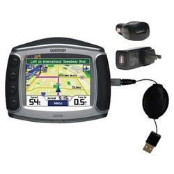 Gomadic Retractable USB Hot Sync Compact Kit with Car & Wall Charger for the Garmin Zumo 550 - Brand