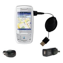 Gomadic Retractable USB Hot Sync Compact Kit with Car & Wall Charger for the Helio Drift - Brand w/