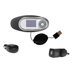 Gomadic Retractable USB Hot Sync Compact Kit with Car & Wall Charger for the Insignia Kix NS-1A10F - Gomadic