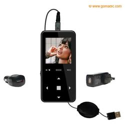 Gomadic Retractable USB Hot Sync Compact Kit with Car & Wall Charger for the Jens of Sweden MP-400 - Gomadic