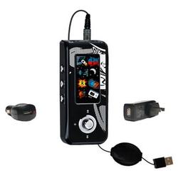 Gomadic Retractable USB Hot Sync Compact Kit with Car & Wall Charger for the Jens of Sweden MP-450 - Gomadic