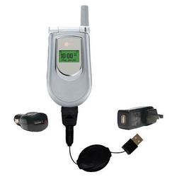 Gomadic Retractable USB Hot Sync Compact Kit with Car & Wall Charger for the LG VX4500 - Brand w/ Ti